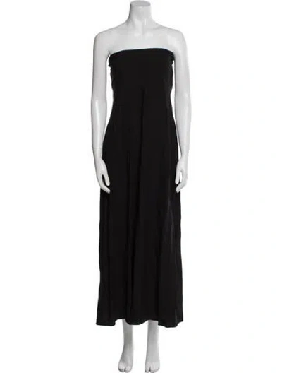 Pre-owned Matteau Linen Long Dress In Black