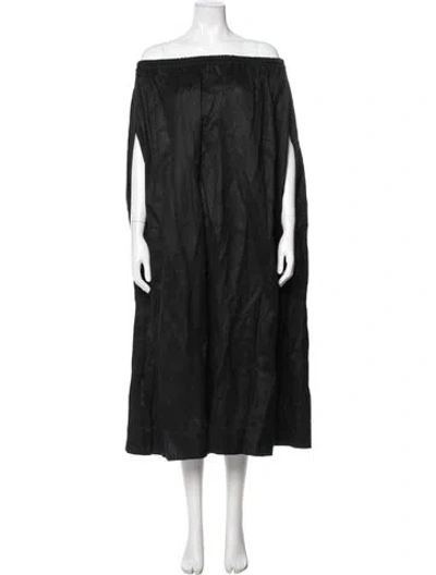 Pre-owned Matteau Linen Long Dress In Black