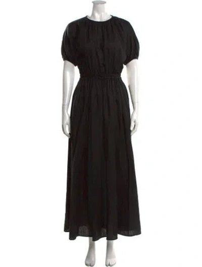 Pre-owned Matteau Linen Long Dress In Black