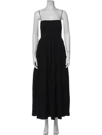 Pre-owned Matteau Linen Long Dress In Black