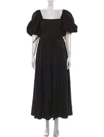 Pre-owned Matteau Linen Long Dress In Black/blue