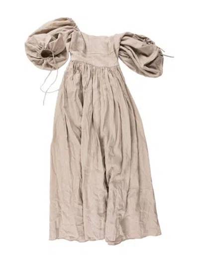 Pre-owned Matteau Linen Long Dress In Neutrals