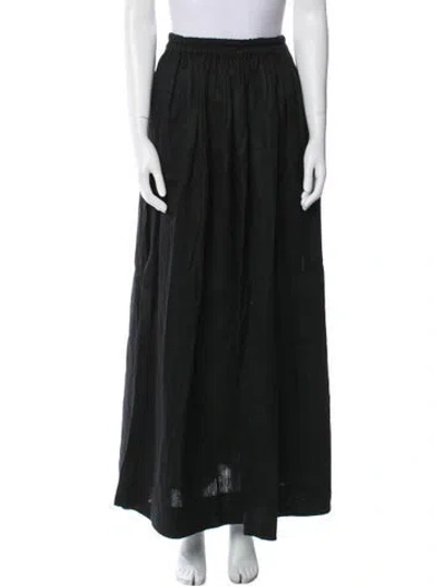 Pre-owned Matteau Linen Long Skirt In Black