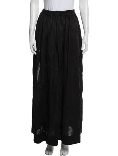Pre-owned Matteau Linen Long Skirt In Black