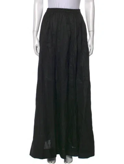 Pre-owned Matteau Linen Long Skirt In Black