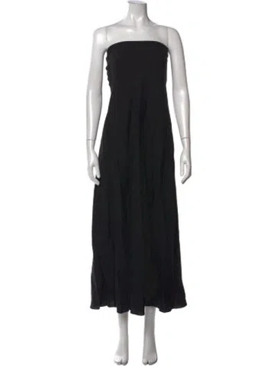 Pre-owned Matteau Linen Midi Length Dress W/ Tags In Black