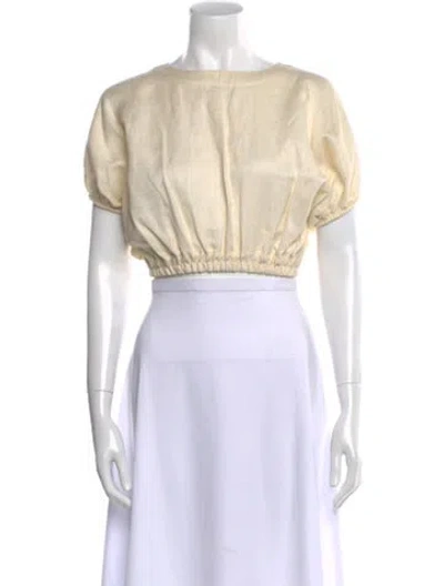 Pre-owned Matteau Linen Scoop Neck Crop Top W/ Tags In Neutral