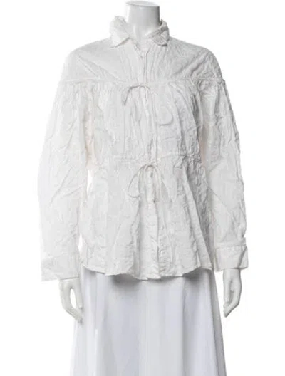 Pre-owned Matteau Long Sleeve Blouse In White