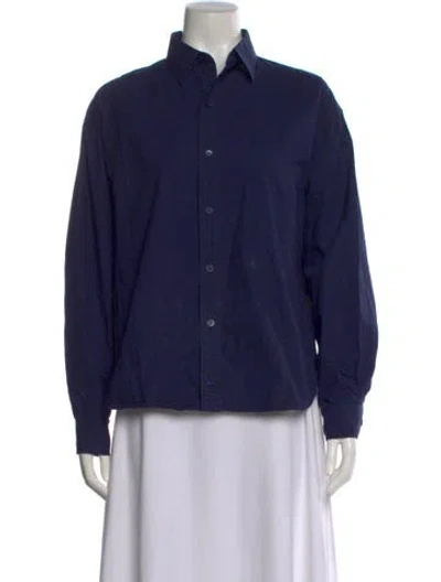 Pre-owned Matteau Long Sleeve Button-up Top In Blue