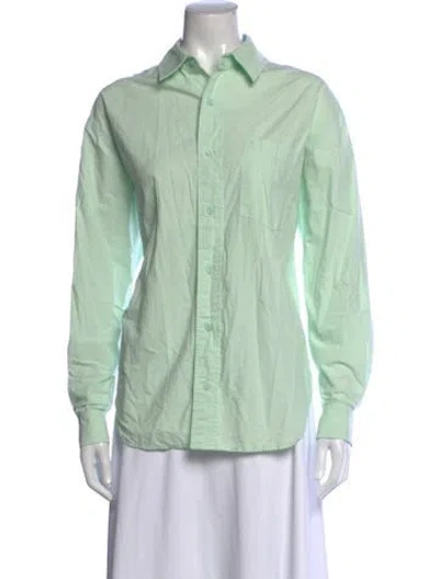 Pre-owned Matteau Long Sleeve Button-up Top In Green