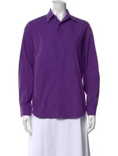 Pre-owned Matteau Long Sleeve Button-up Top In Purple