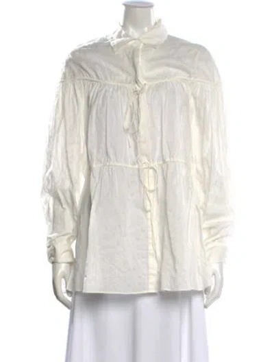 Pre-owned Matteau Long Sleeve Button-up Top In White