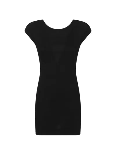 Matteau Low-back Cap-sleeve Dress In Black