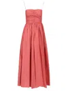 Matteau Gathered Organic Cotton And Silk-blend Midi Dress In Rose