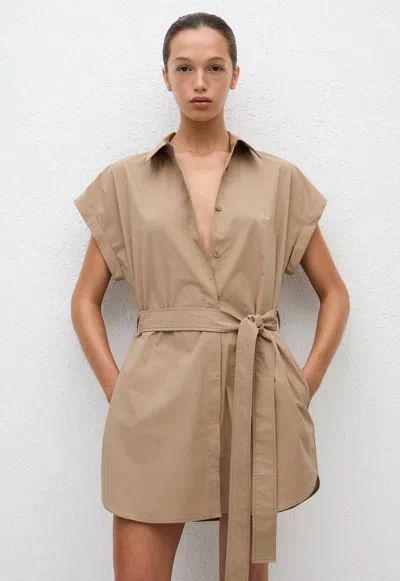 Matteau Mini Shirt Dress In Stone In Neutral