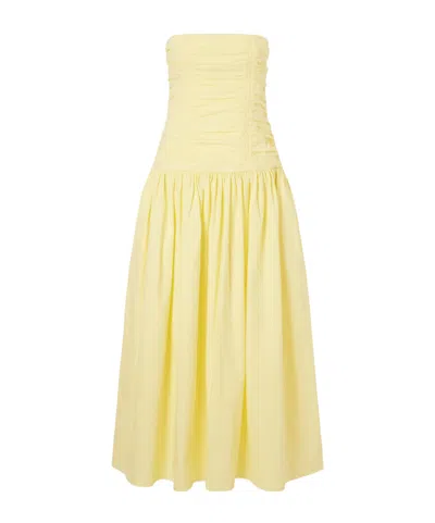 Matteau Strapless Ruched Organic Cotton-poplin Midi Dress In Multi