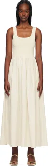 Matteau Off-white Knit & Cotton Midi Dress In Ecru