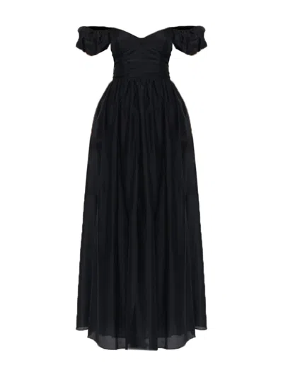 Matteau Off-shoulder Puffed-sleeve Maxi Dress In Black