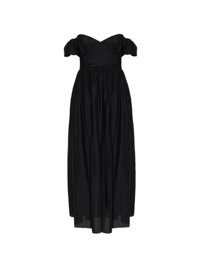 Matteau Off-shoulder Puffed-sleeve Maxi Dress In Black