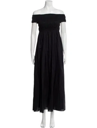 Pre-owned Matteau Off-the-shoulder Long Dress In Black