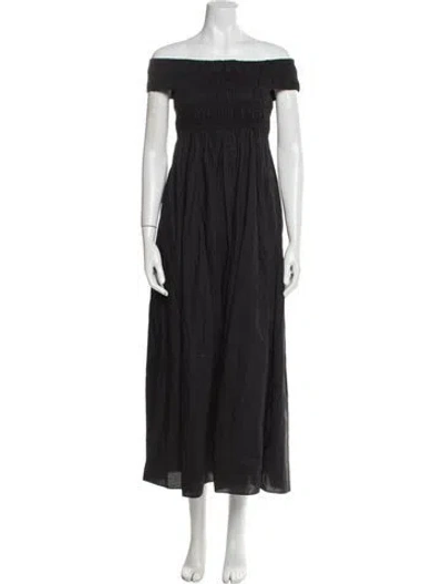 Pre-owned Matteau Off-the-shoulder Long Dress In Black