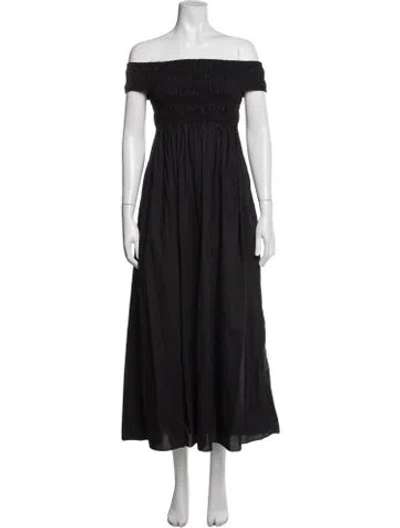 Pre-owned Matteau Off-the-shoulder Long Dress In Black