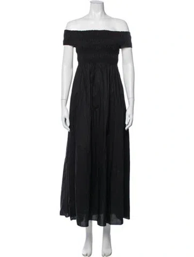 Pre-owned Matteau Off-the-shoulder Long Dress In Black