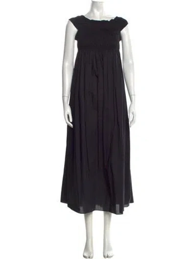 Pre-owned Matteau Off-the-shoulder Long Dress In Black