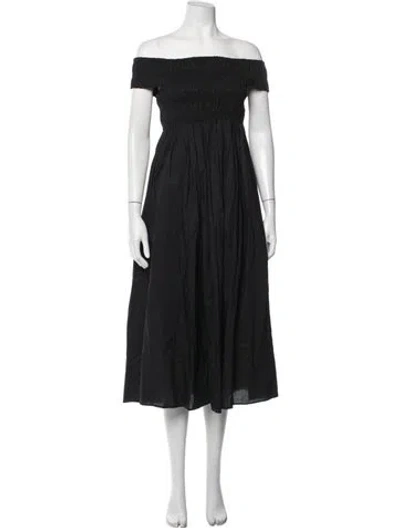 Pre-owned Matteau Off-the-shoulder Midi Length Dress In Blue
