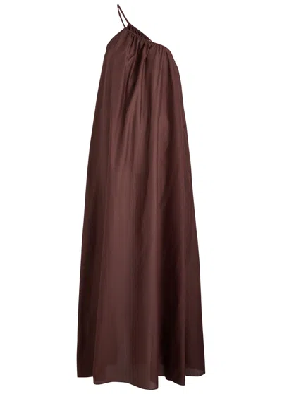 Matteau One-shoulder Cotton-blend Maxi Dress In Burgundy