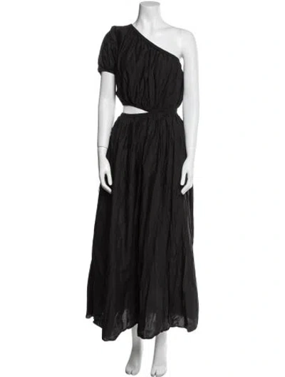 Pre-owned Matteau One-shoulder Long Dress In Black
