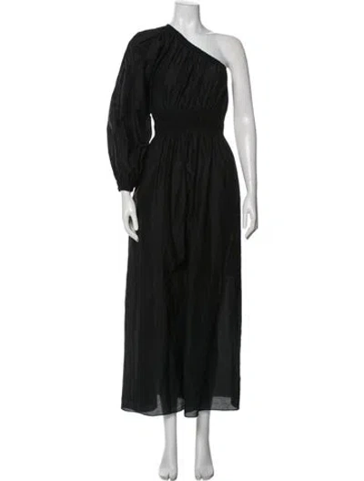 Pre-owned Matteau One-shoulder Long Dress In Black