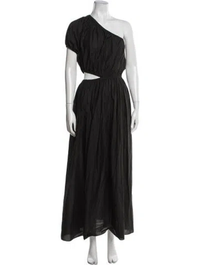 Pre-owned Matteau One-shoulder Long Dress In Black
