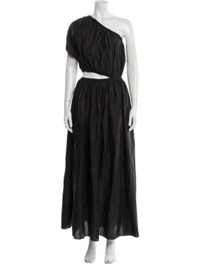 Pre-owned Matteau One-shoulder Long Dress In Black