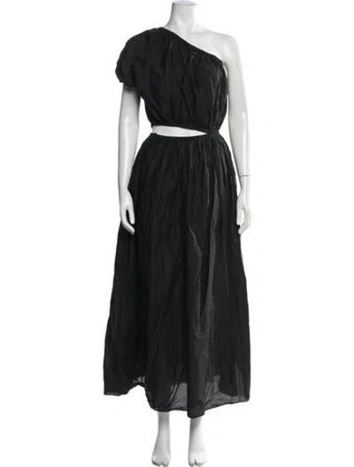 Pre-owned Matteau One-shoulder Long Dress In Black