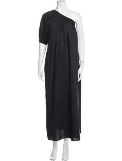 Pre-owned Matteau One-shoulder Long Dress In Black