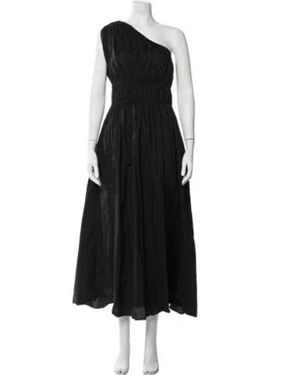 Pre-owned Matteau One-shoulder Long Dress In Black