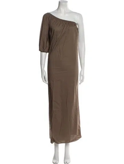 Pre-owned Matteau One-shoulder Long Dress In Brown