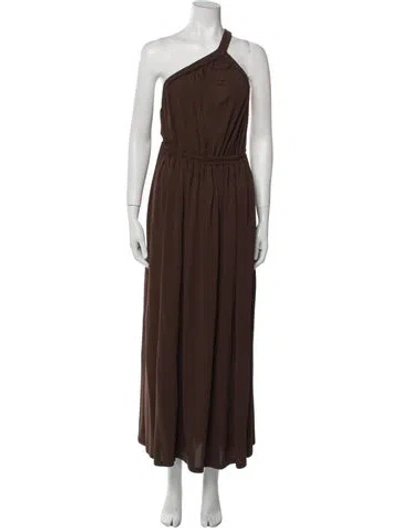 Pre-owned Matteau One-shoulder Long Dress In Brown