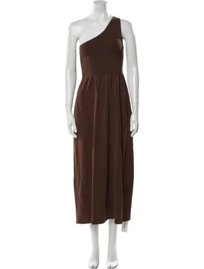 Pre-owned Matteau One-shoulder Long Dress In Brown