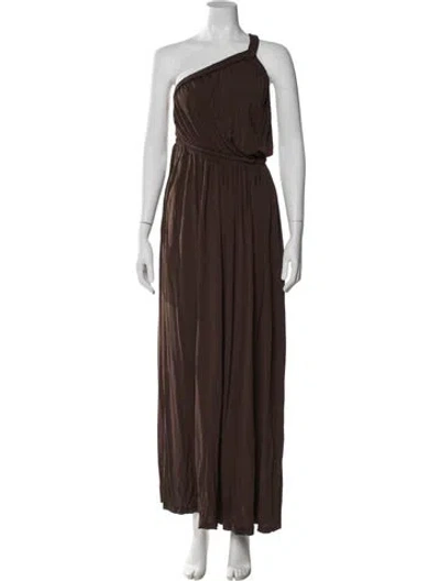 Pre-owned Matteau One-shoulder Long Dress In Brown