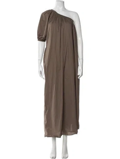 Pre-owned Matteau One-shoulder Long Dress In Brown