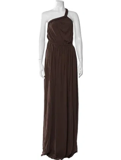 Pre-owned Matteau One-shoulder Long Dress In Brown