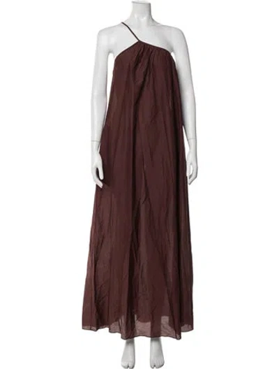 Pre-owned Matteau One-shoulder Long Dress In Burgundy