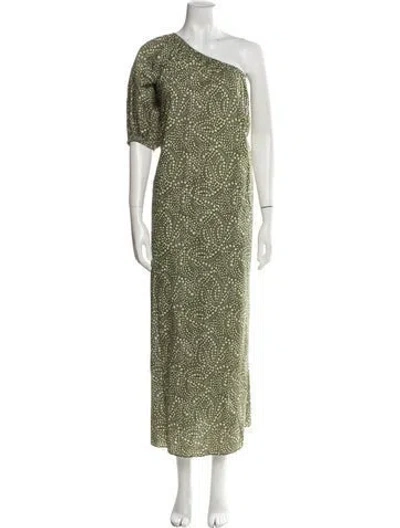Pre-owned Matteau One-shoulder Long Dress In Green