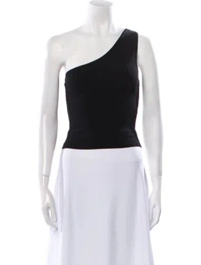 Pre-owned Matteau One-shoulder Sleeveless Crop Top In Black