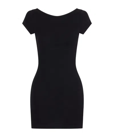 Matteau Open-back Cotton-jersey Mini Dress In Black