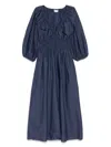 Matteau Shirred Plunge Button Dress Dresses Blue In Blue