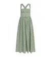 Matteau Shirred Cotton Midi Dress In Green