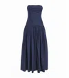 Matteau Organic Cotton Strapless Midi Dress In Blue